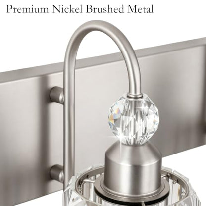 Ralbay Crystal Bathroom Vanity Light Brushed Nickel Modern 5 Light Bathroom Wall Lighting Fixtures Over Mirror - color: Round-Brushed Nickel, size: 5-light