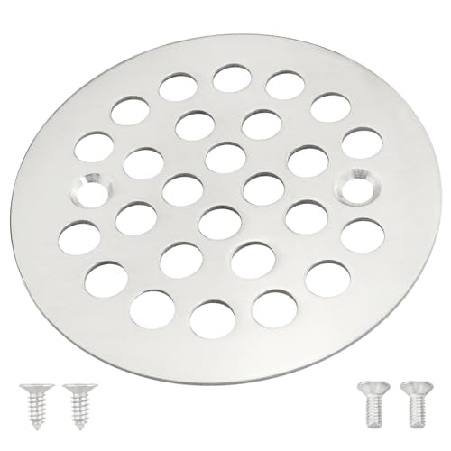 Stainless Steel Shower Drain Strainer Silver 4-1/4 Inch Screw-In Floor Drain Cover Replacement Grille