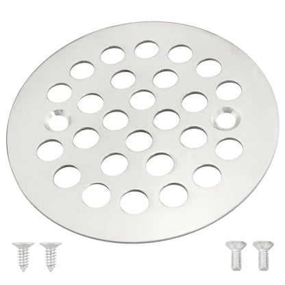 Stainless Steel Shower Drain Strainer Silver 4-1/4 Inch Screw-In Floor Drain Cover Replacement Grille