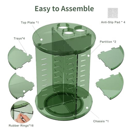 Rotating Makeup Organizer, DIY 8 Adjustable Layers Spinning Skincare Storage, Cosmetic Display Case with Brush Holder and Perfume Tray, Multi-Function Vanity Bathroom Countertop Organizer Clear Green - color: Clear Green