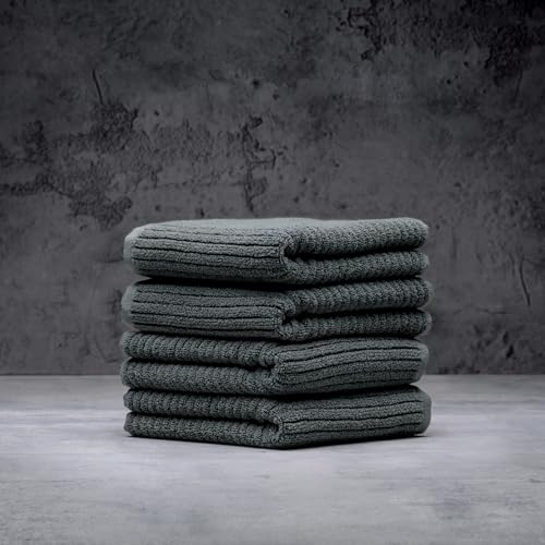 Luxury Performance 4-Piece Hand Towel Set | Patented Quick-Dry Tech | Ultra Soft | 16" W x 30" L | Fossil (Charcoal) - color: Fossil, size: 4 Hand Towels
