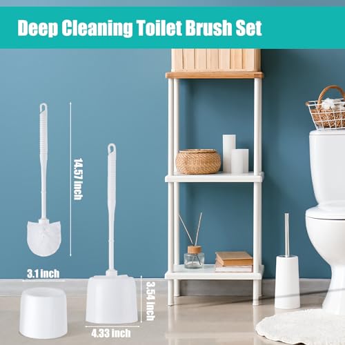 Roshtia 24 Sets Toilet Brush and Holder Set for Bathroom Toilet Bowl Brush Scrubber with Caddy for Deep Cleaning, 14.57 Height (White) - color: White