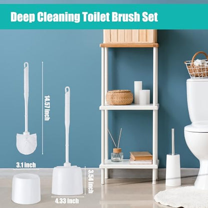 Roshtia 24 Sets Toilet Brush and Holder Set for Bathroom Toilet Bowl Brush Scrubber with Caddy for Deep Cleaning, 14.57 Height (White) - color: White