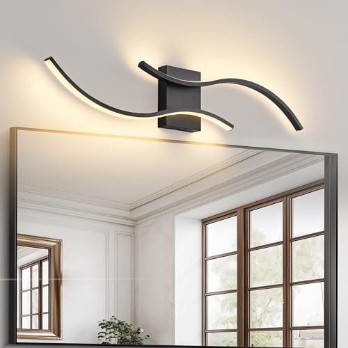 KARTOOSH Bathroom Light Fixtures Over Mirror, 3CCT Dimmable Modern Vanity Light, 31.5 in Black LED Vanity Lighting Bar for Bathroom, Bathroom Wall Lamp (2 Pack) - color: Black, size: 31.5 in