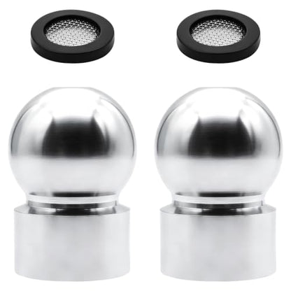 2 PCS 1/2-Inch Iron Pipe Shower Arm Ball Adapter with Gasket Washer Filters, Shower Head Swivel Adapter, Shower Ball Joint Adapter for Standard Swivel Heads (Chrome Finish)