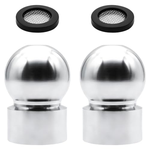 2 PCS 1/2-Inch Iron Pipe Shower Arm Ball Adapter with Gasket Washer Filters, Shower Head Swivel Adapter, Shower Ball Joint Adapter for Standard Swivel Heads (Chrome Finish)