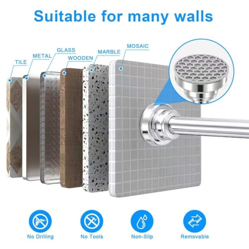 Silver Shower Curtain Rod Adjustable 30-106 Inch, 7/8"Diameter 304 Stainless Steel Never Rust Non Slip Heavy Duty Tension Rod, No-Drill Spring Curtain Rod for Bathroom Kitchen - color: Silver, size: 30-106 Inch