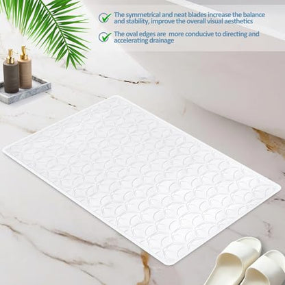 Non Slip Bathtub Mat | Real Rubber Bath Mat for Tub and Shower, Shower Mat for Daily Safety, Pet Dog Mat, Soft No-Slip Bath Mat | Nonskid Bathroom Tub Mat, 16” x 28”（White）