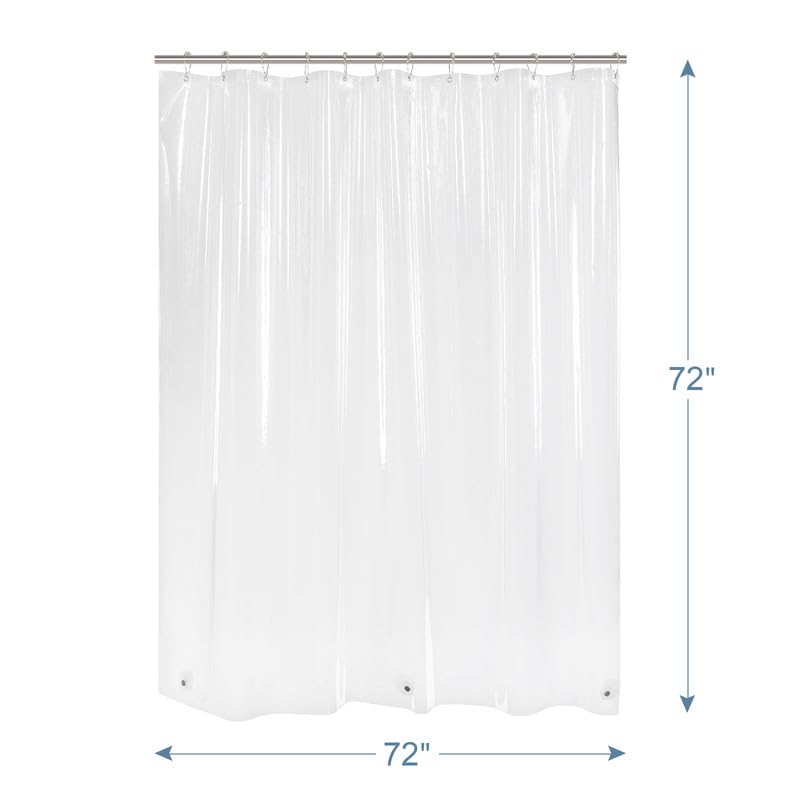 Plastic Shower Curtain Liner with Magnets, 72x72 Clear Shower Liner Medium Weight Waterproof Inside Shower Curtains Liner for Bathroom with Rustproof Grommet - color: Clear, size: 72"W x 72"L (Pack of 1)