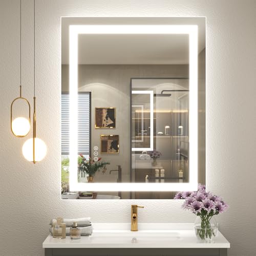 24x32 Inch LED Bathroom Mirror | Dimmable Vanity Mirror for Wall, Backlit and Front Lighted, Anti-Fog, Memory, Shatter-Proof, ETL Listed (Horizontal/Vertical) - color: Frameless, size: 32"L x 24"W