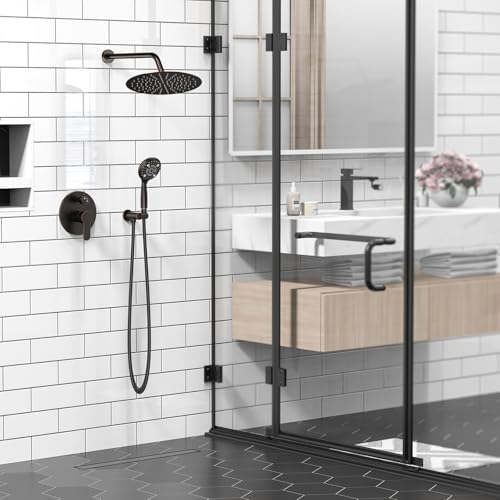 SR SUN RISE Shower Faucet - 12 Inch Multifunctional High Pressure Shower Head System with Handheld Shower Head Fixtures - Valve Included - Oil Rubbed Bronze - color: Oil Rubbed Bronze, size: 12 Inch