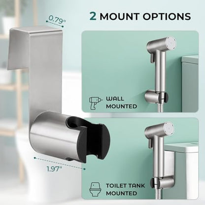 Handheld Bidet Sprayer for Toilet, Adjustable Water Pressure Control Rotary Switch with Bidet Hose, Exclusive Single Nozzle High Pressure Mode for Cleaning Stubborn Stains, Brushed Nickel - color: Brushed Nickel