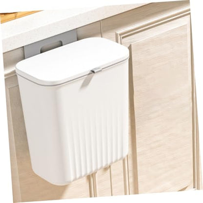 Hanging Kitchen Trash Can with Lid Wall-Mounted Waste Bucket Plastic Hook Holder Small Garbage Bin for Cabinet Door Bathroom and Rv Use