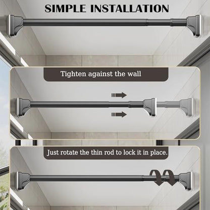 Black Shower Curtain Rod 39 to 86 Inch,Heavy-Duty inner Lock Stainless Steel Telescopic Rod,1.2-Inch Diameter Bathroom Anti-Rust And anti-Slip Tension Rod Without Drilling,Convenient to Use - color: Black, size: 39-86 Inches