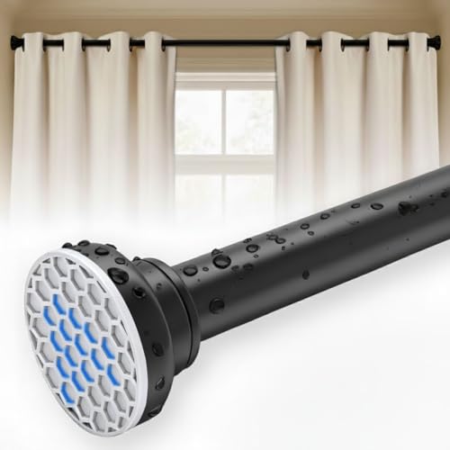 Black Shower Curtain Rod 24-40 Inch Integration Tension Curtain Rod, Load 44LBS No Splice 304 Stainless Steel Adjustable Spring Heavy Duty Tension Rods for Bathroom Windows No Drill Non Slip - color: Black, size: 24-40 Inch