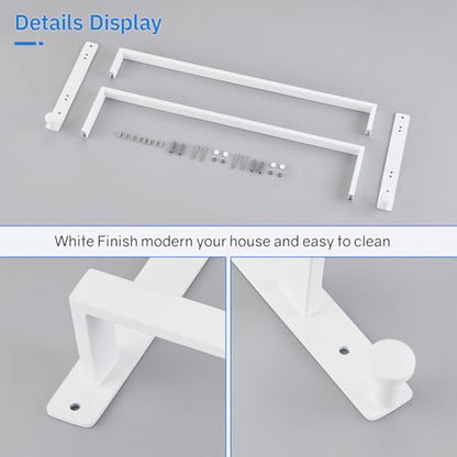 24 Inch Double Towel Bar for Bathroom with Hooks SUS 304 Stainless Steel Bath Towel Rack Wall Mounted White Finished - color: White, size: 24-Inch