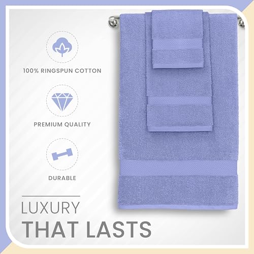 Martex 6-Piece 100% Ringspun Cotton Towel Set, Lavender | Quick Dry, Super Absorbent & Soft, Lightweight, 2 Bath, 2 Hand, 2 Wash Cloths - color: Lavender