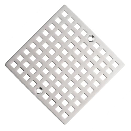 Square Shower Drain Cover, 4 Inch, SUS304 Stainless Steel, Hair Catcher Filter, Brushed Finish (Brushed Nickel) - color: Brushed Nickel