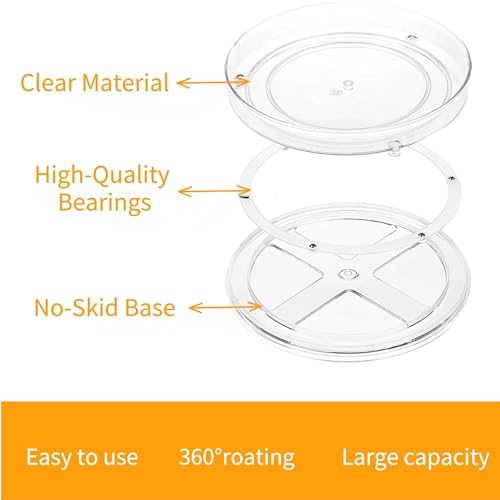 vacane 2-Pack 13Inch Lazy Susan Cabinet Organizer, Plastic Rotating Organizer Spice Rack Condiment Organizer for Pantry, Countertop, Cupboard, Refrigerator-Clear - size: 13 Inch | 1 Tier