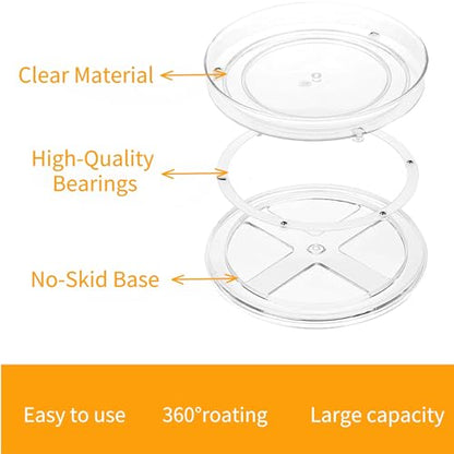 vacane 2-Pack 13Inch Lazy Susan Cabinet Organizer, Plastic Rotating Organizer Spice Rack Condiment Organizer for Pantry, Countertop, Cupboard, Refrigerator-Clear - size: 13 Inch | 1 Tier