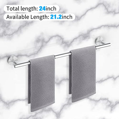 Cilee 2 Pieces Brushed Nickel Bathroom Towel Bar, 24 Inch Towel Holder | Double Towel Racks, Bathroom Towel Holder, Towel Hanger for Bathroom Stainless Steel Wall Mount - color: Brushed Nickel, size: 24inch