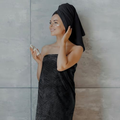 SmoothNovelty Set of 6 Extra Large Bath Towel 40 x 80 Inches Oversized Bath Sheet with 2 Shower Towels 2 Hand Towels 2 Washcloths for Adults Bathroom Spa Gym Quick Dry(Chevron Design,Dark Gray) - color: Dark Gray