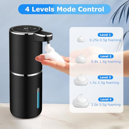VZZNN 2 Pack Automatic Soap Dispensers,12.8oz/380ml USB Touchless Automatic Foaming Soap Dispenser,Rechargeabled Wall Mounted Smart Soap Dispenser for Bathroom Kitchen Dish Soap(Black) - color: Black, size: Foam x2