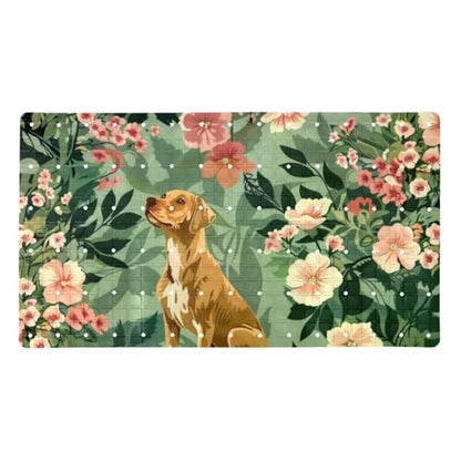 Bath Tub Shower Mat, Washable Bathtub Floor Mats, Suction Cups and Drain Holes to Keep Tubs Clean, Soft on Feet, Bathroom Essentials, 26.8x15.1 Inch, Dog Flower - color: Multi 14