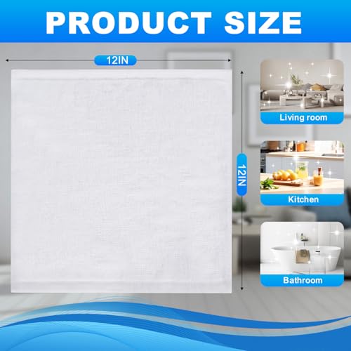 6 Pack 100% Cotton Wash Cloth, 12x12Inch Highly Absorbent and Soft Feel Fingertip Towels, Machine Washable Washcloths for Bathroom, Gym, Hotel, Spa and Kitchen, White