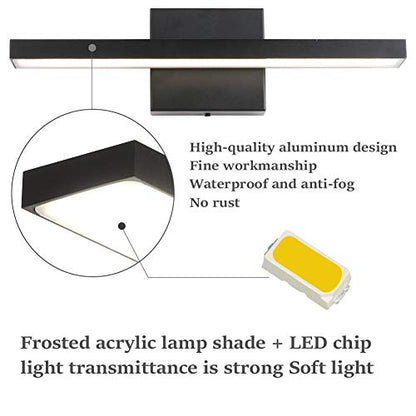 Ralbay 15.7 inch Modern LED Black Vanity Light 12W Frosted Aluminum for Bathroom Vanity Lighting Fixtures Natural White 4500K - color: Black-Natural White, size: 15.7 inch