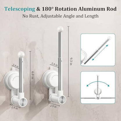Towel Holder with Suction Cup,Adjustable Length Angle Towel Rack with Aluminum Rod,Sturdy and Reusable Wall Mounted Towel Bar for Bathroom,Kitchen,Porch-1 Pack （Single-Bar） - size: Single-Rod