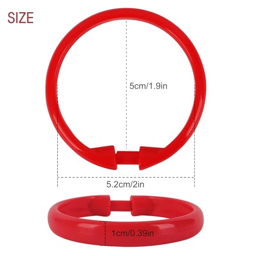 Red Shower Curtain Hooks - 12 Pcs Circular Plastic Shower Curtain Rings for Bathroom - O Shaped Red Shower Hooks Rings for Shower Curtain Rod - color: Red