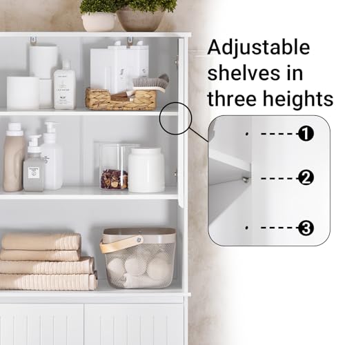 SoBuy Double Tilt Out Laundry Hamper Cabinet, 27.6 x 14.6 x 36.9 in, White | Double Tilt Out Laundry Storage Cabinet With Adjustable Shelves, Tall Cabinet With Hidden Pull Out Baskets, SO2-BZR150-W - color: White, size: Tall