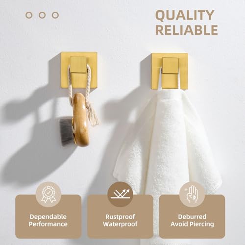 Angle Simple Bathroom Towel Hook Brushed Dark Gold, Square Robe Hook 2 Pack | SUS304 Stainless Steel, Robe Coat Clothes Holder for Kitchen Laundry Garage, Screw Wall Mount - color: Brushed Dark Gold, size: 2 Pack
