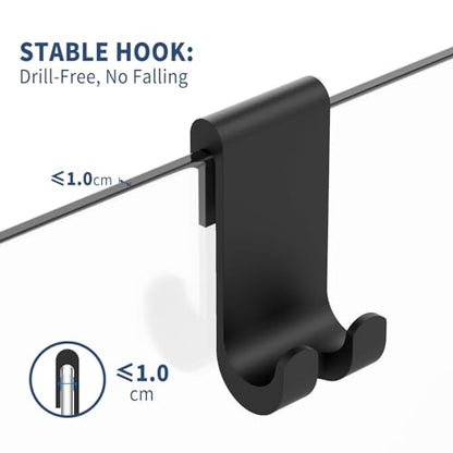 ecooe Shower Squeegee for Glass Doors,11" Shower Glass Cleaner | Silicone Streak-Free Wiper with Hanger and Stainless Steel Core for Bathroom, Kitchen & Car Windows, Black - size: 02-Silicone 11″/28cm