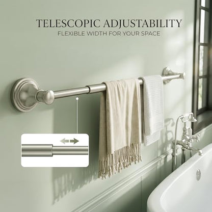 Towel Racks for Bathroom Wall Mounted Bath Towel Bar Brushed Nickel | Adjustable 16-26 In, Wall Mounted Towel Holder, Stainless Steel, Rustproof, Towel Bar Rod Hanger Hardware Accessories Hotel - color: Brushed Nickel