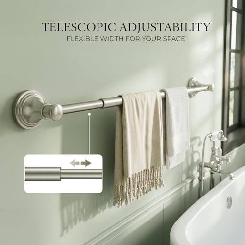 Towel Racks for Bathroom Wall Mounted Bath Towel Bar Brushed Nickel | Adjustable 16-26 In, Wall Mounted Towel Holder, Stainless Steel, Rustproof, Towel Bar Rod Hanger Hardware Accessories Hotel - color: Brushed Nickel