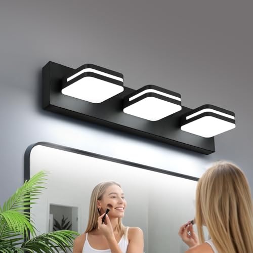 Torondo 360° Rotate LED Bathroom Vanity Light Fixtures, Acrylic Vanity Lights for Bathroom, Modern Wall Lighting Fixtures Over Mirror Living, Matte Black, Natural White, 3-Light, 23.6-Inch - color: Matte Black, Natural White, size: 3-Light, 23.6-Inch
