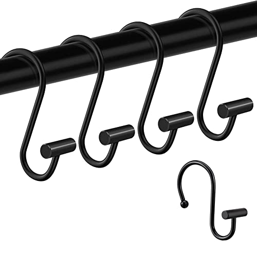 Gracelife Black Rust Resistant Metal T-Bar Shower Curtain Rings, Set of 12 - color: Black
