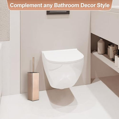Toilet Brush and Holder Set Rose Gold Freestanding for Bathroom - color: Rose Gold