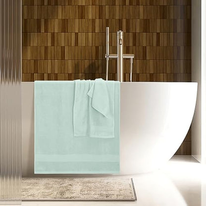 8 Piece Towel Set 100% Ring Spun Cotton, 2 Bath Towels 27x54, 2 Hand Towels 16x28 and 4 Washcloths 13x13 - Ultra Soft Highly Absorbent Machine Washable Hotel Spa Quality - Sea Green - color: Sea Green, size: 8 Piece Towel Set