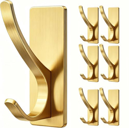 pickpiff Brush Gold Self-Adhesive Hook, 13LB Hanger for Coat/Towel, 6-Pack - color: Gold, size: 6 Pack