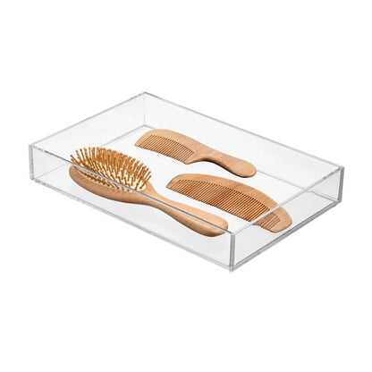 iDesign Clear Drawer Organizer | Plastic Tray, Makeup Storage, Bathroom Vanity, Dresser or Desk - size: XL
