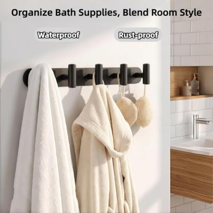 Optish 2 Pack Coat Rack Wall Mount, Black Bathroom Towel Rack with 10 Hooks, Heavy Duty 66LB Coat Hook for Towels, Robes, Bags, Hat Rack Key Holder for Entryway, Bedroom - color: Black