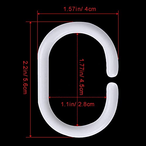 Plastic Shower Curtain Hooks C Shape Shower Curtain Rings for Bathroom Shower Rod Window Curtains Hanger (White, 24pack) - color: White, size: 24pack