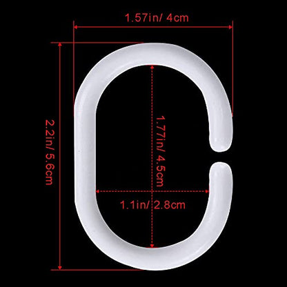 Plastic Shower Curtain Hooks C Shape Shower Curtain Rings for Bathroom Shower Rod Window Curtains Hanger (White, 24pack) - color: White, size: 24pack