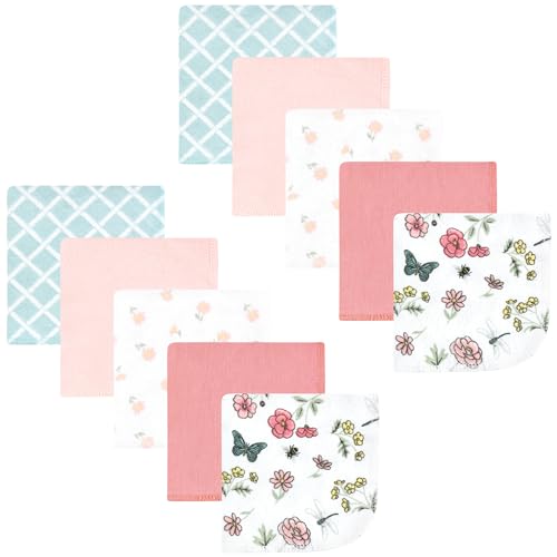 Hudson Baby Unisex Baby Flannel Cotton Poly Washcloths, Hummingbird Garden 10 Pack, One Size - color: Hummingbird Garden 10 Pack