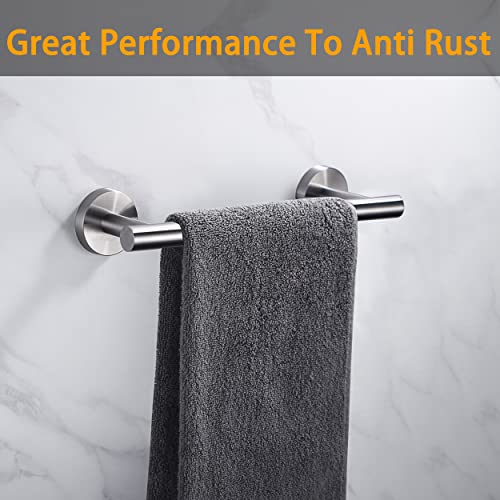 Nolimas 9 Inch Silver Bath Hand Towel Bar SUS 304 Stainless Steel Towel Rod Rack Holder Round Wall Mounted Suit for Kitchen,Bathroom,Living Room&Toilet,Anti Rust Brushed Nickel - color: Brushed Nickel, size: 9inch