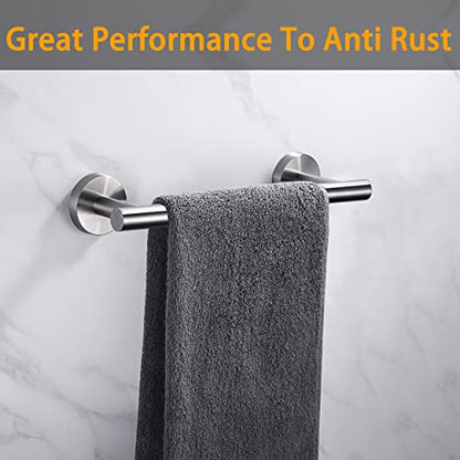 Nolimas 9 Inch Silver Bath Hand Towel Bar SUS 304 Stainless Steel Towel Rod Rack Holder Round Wall Mounted Suit for Kitchen,Bathroom,Living Room&Toilet,Anti Rust Brushed Nickel - color: Brushed Nickel, size: 9inch