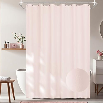 Seenus Waterproof Soft Microfiber Shower Curtain TPU Backed Lightweight, Baby Pink Fabric Shower Curtain Liner with 2 Large Magnets, 72 x 72 Inch 2 in 1 Hotel Quality Cloth Bathroom Curtain Washable - color: Baby Pink, size: 72"W x 72"L (Pack of 1)